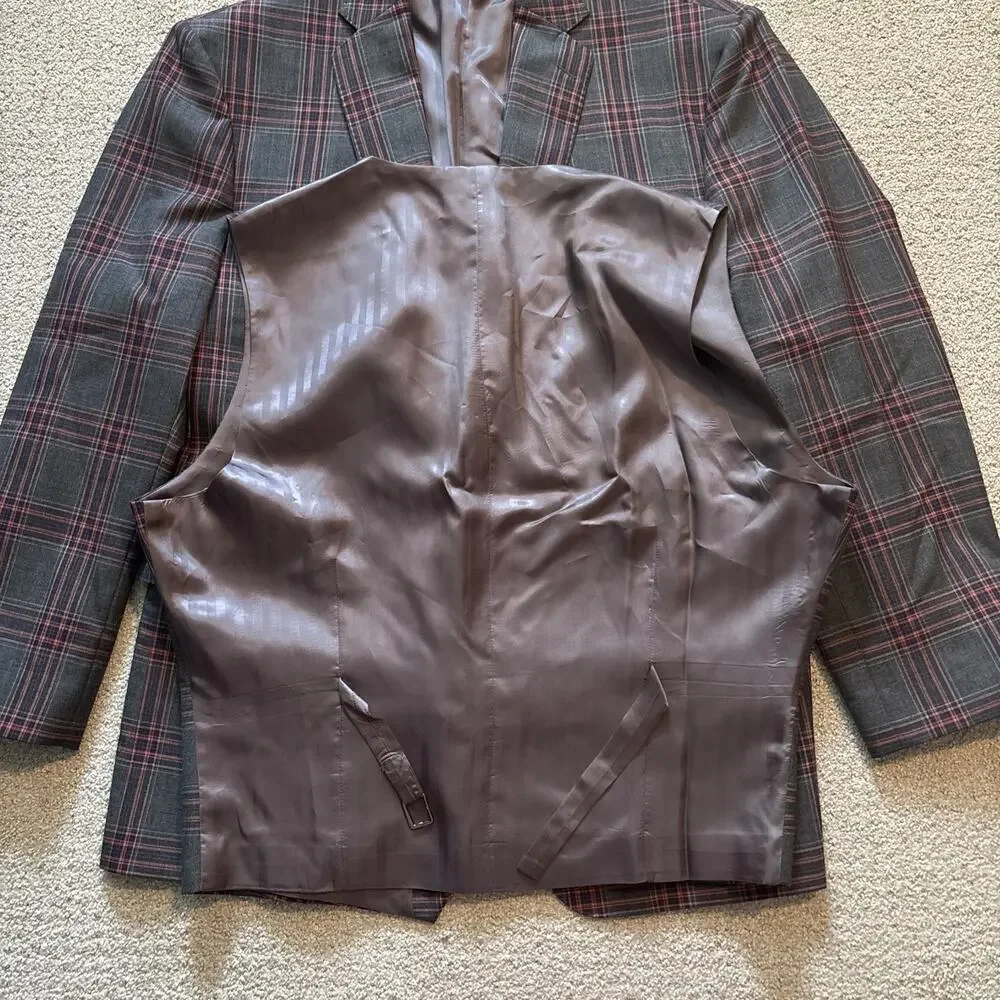 John Cena Own David Alan Holland Sherry Gray Plaid 3 Piece Suit Custom Wool